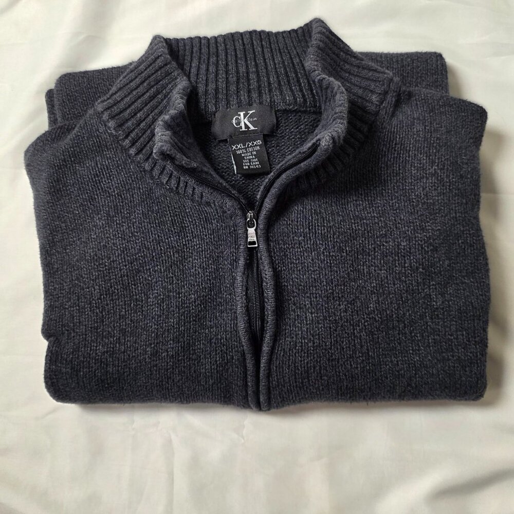 Calvin Klein Dark Gray 1/4 Zip Quarter XXL 100% Cotton